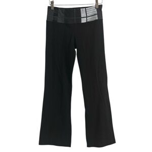 Lululemon Reversible Flare Groove Leggings Black Gray Waistband Yoga Pant Size 6